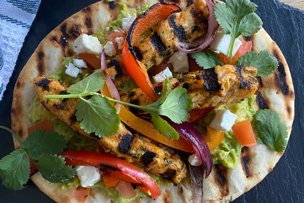 Recipe - Griddled Spiced Chicken, Smashed Avocado & Feta Flat Breads